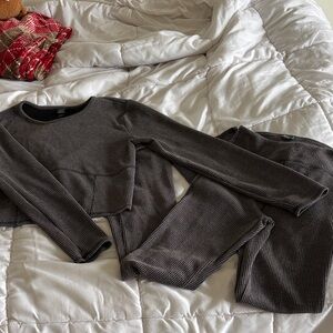 Gray Ribbed Two-Piece Set